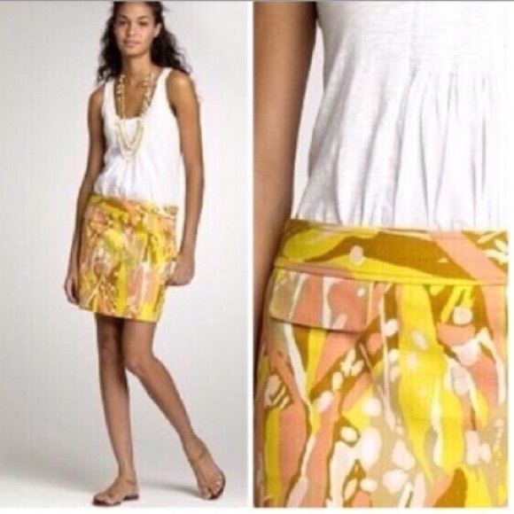 Vintage J. Crew Cotton Limoncello Print Mini Skirt size 2 Pocket Flap Details - Picture 1 of 6